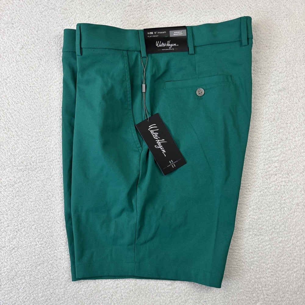 NEW WALTER HAGEN 9" Performance Golf Shorts Mens 35 Clubhouse Green Stretch NWT
